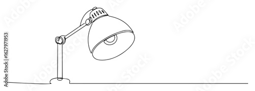 one continuous line drawing of a simple table desk lamp for reading