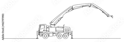 continuous line mobile crane truck vector illustration