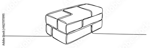 single continuous line drawing of interlocking paving stones or setts