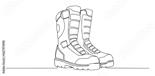 continuous line safety work boots vector illustration