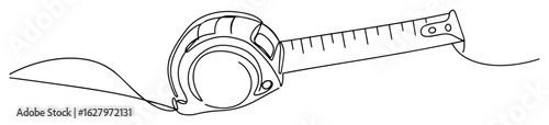 extended tape measure measuring tool line art vector