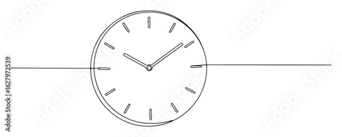 one continuous line drawing of a minimalist round wall clock face