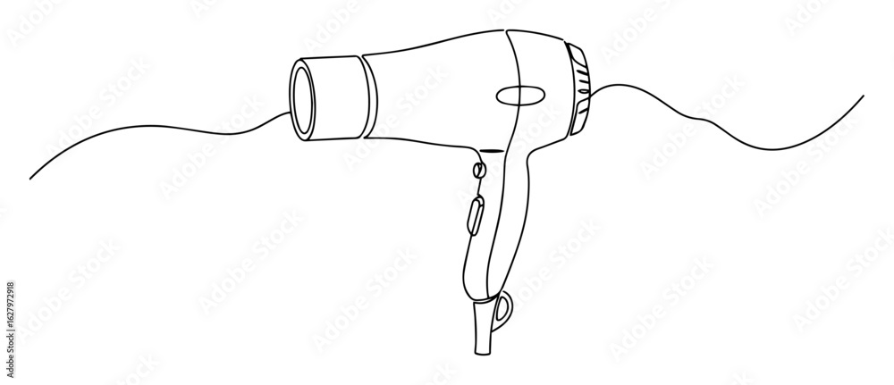 Obraz premium one continuous line drawing of a professional hairdryer appliance vector