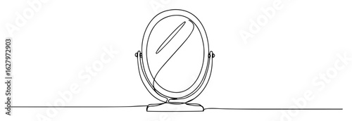 one continuous line drawing of a tabletop makeup mirror vector lineart