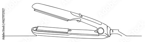 one single line drawing of a hair straightener iron tool vector lineart