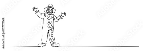 vector illustration of happy clown entertainment outline