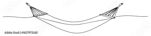 hammock for relaxation and leisure line drawing vector monoline outline
