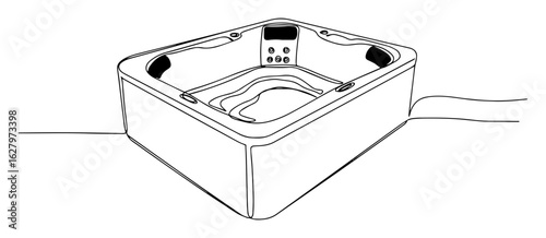 square jacuzzi hot tub spa line icon vector monoline outline