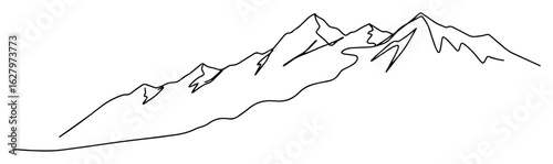 one continuous line drawing of a mountain range landscape vector lineart
