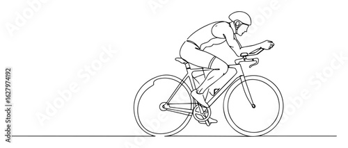 single continuous line drawing of a cyclist on a time trial bike vector lineart