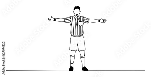 soccer referee arm signal monoline thin lineart vector
