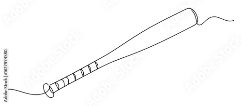 continuous one line drawing of a baseball bat sport equipment vector design