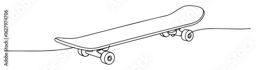 skateboard side view vector illustration monoline thin lineart outline