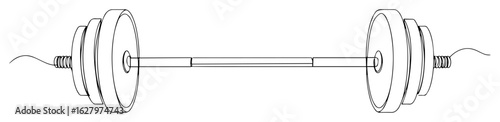 barbell weightlifting gym equipment vector illustration monoline thin lineart outline
