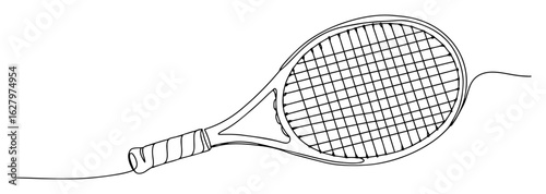 continuous one line drawing of a tennis racket for sport game vector lineart