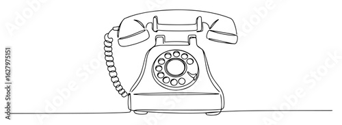 rotary telephone vintage monoline thin lineart vector outline