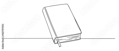 closed book with bookmark monoline thin lineart vector outline