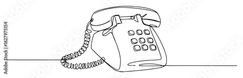 push button telephone monoline thin lineart vector outline