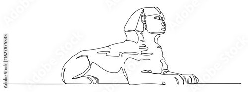 great sphinx of giza ancient statue line art monoline vector