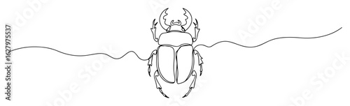 one single line drawing of an egyptian scarab beetle symbol vector design