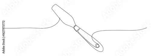 continuous one line drawing of an artist palette knife painting tool vector lineart