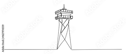 watchtower observation structure vector illustration outline monoline