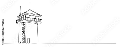 security watchtower observation building vector illustration outline monoline