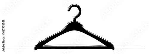 clothes hanger silhouette storage closet monoline thin vector lineart outline design