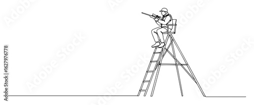 sniper lookout military tower position monoline thin vector lineart contour design