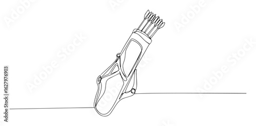 continuous one line drawing of an archer's quiver with arrows hunting equipment vector outline design