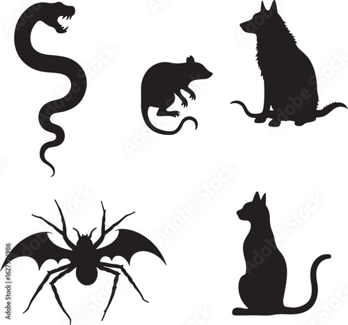 Spooky animal silhouettes for Halloween themed decorations