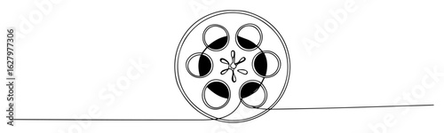 fishing line spool reel monoline thin vector lineart outline design