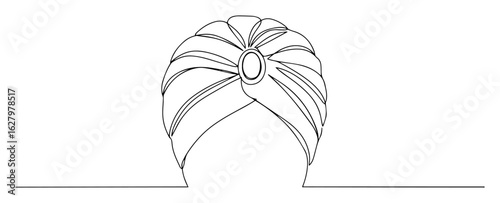 continuous one line drawing of an elegant woman's turban a stylish headwrap fashion accessory vector lineart design