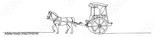ancient roman chariot with horse one line drawing