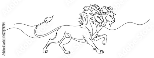 chimera mythological creature continuous one line drawing