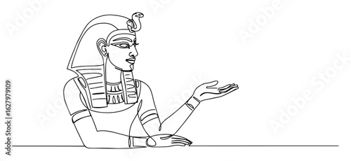 ancient egyptian queen pharaoh outline vector illustration