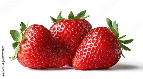Wallpaper Mural Three fresh strawberries against white background Torontodigital.ca