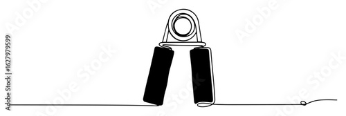 one continuous line drawing of a hand grip strengthener for gym workout and arm strength equipment concept vector contour illustration