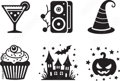 Spooky Halloween icons for party invitations and web designs