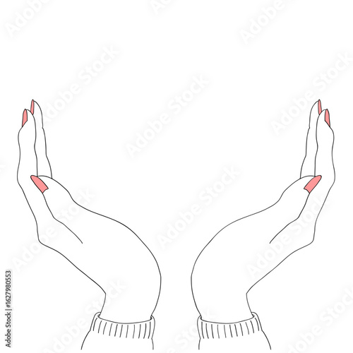 女性の包む手イラスト