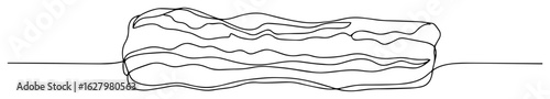one continuous line drawing of crispy fried bacon strips for a delicious breakfast food concept vector contour lineart