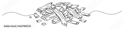 continuous one line drawing of a pile of wood chips or kindling for a fire a natural fuel vector outline sketch illustration