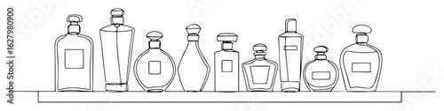 perfume bottles collection one continuous line drawing