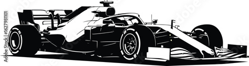 Formula one racing car isolated on white background