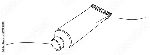 continuous one line drawing of a tube of toothpaste or cream a dental care and hygiene product vector monoline illustration