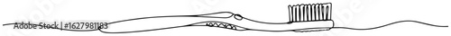 continuous one line drawing of a toothbrush a simple tool for oral health and dental care vector lineart illustration