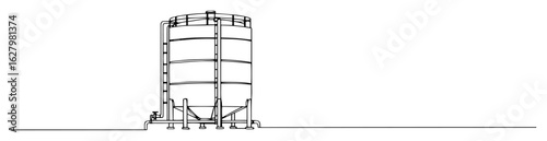 continuous one line drawing of a tall industrial silo for liquid or grain storage a factory tank vector outline sketch