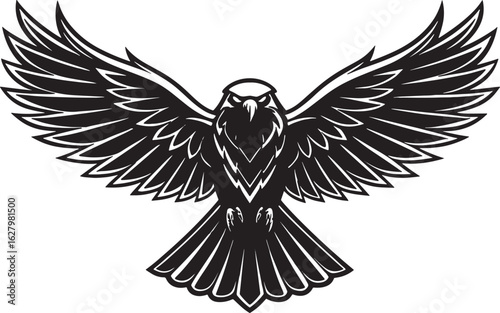 Black silhouette of a majestic eagle with outstretched wings