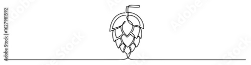 hop cone for beer one continuous line drawing