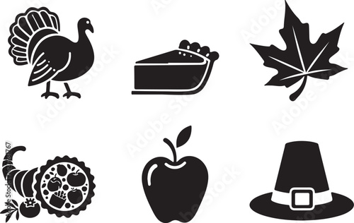 Festive Thanksgiving icons for holiday design projects now